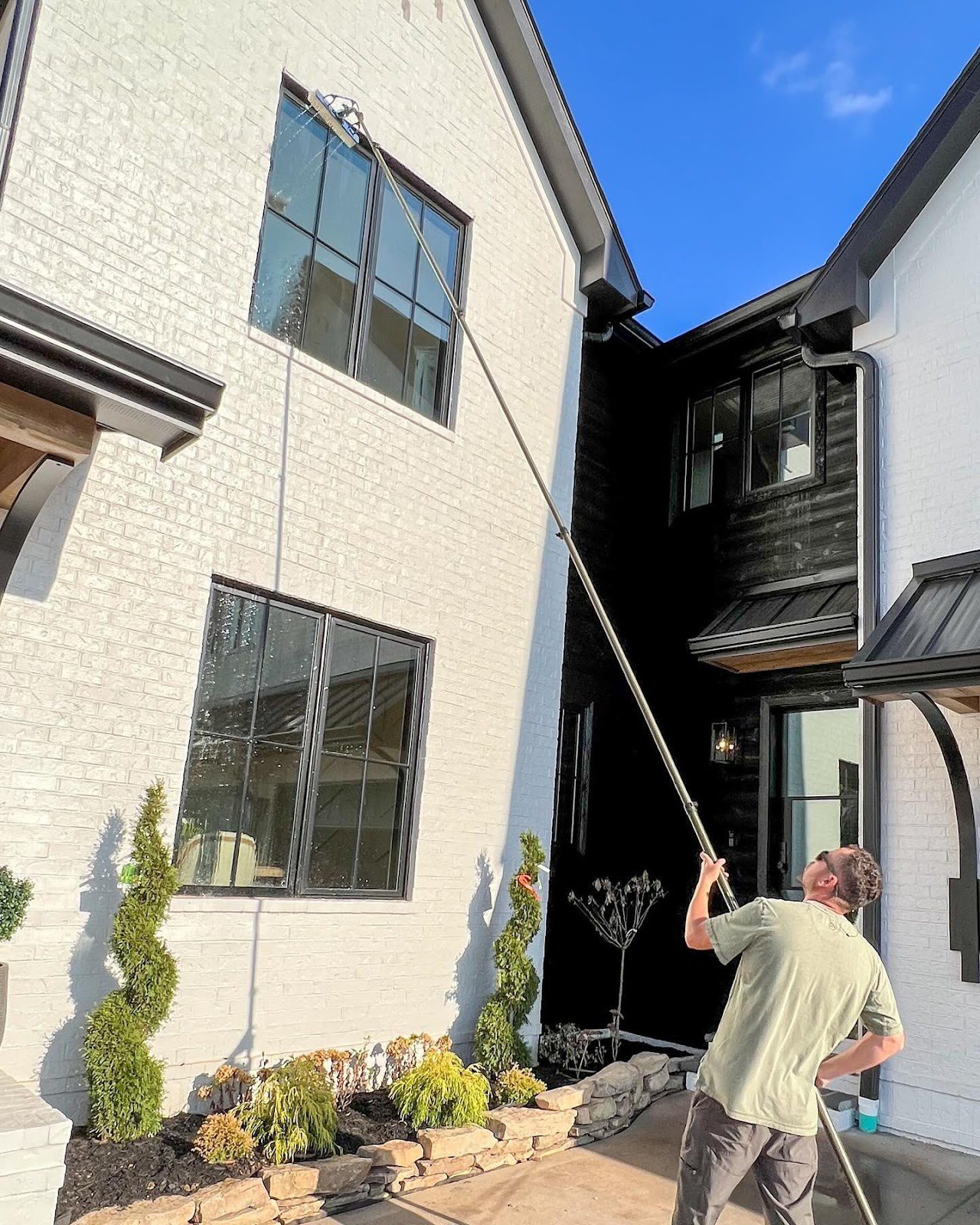 Pressure cleaning the windows